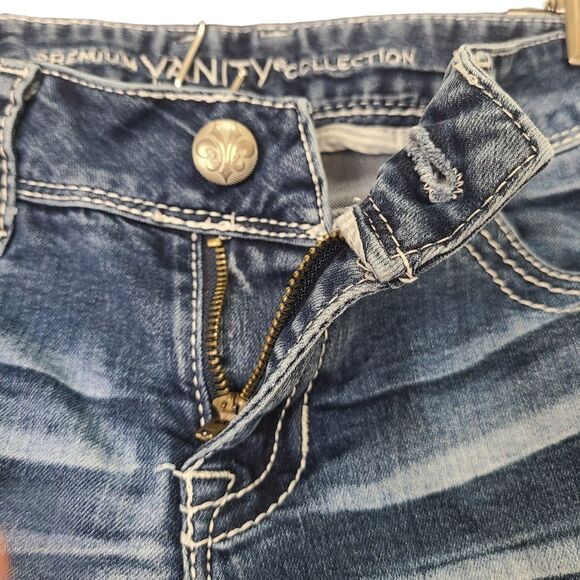 Premium Vanity Collection 26W 31L Boot Cut Embellished Jeans Criss Cross - Picture 9 of 12